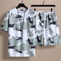 Men's Tracksuits Summer Fashion Camouflage Printing Two-Piece Casual Loose Comfortable Breathable High-Quality Plus Size Set Clothing