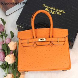 Designer Bags Ostrich Handbags 2024 New Fashion Bag Leather Womens Handbag Oneshoulder Crossbody Carrie
