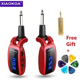 XIAOKOA Wireless Guitar System Rechargeable Upgrated LED Screen15 Channels UHF Wireless Guitar Transmitter Receiver For Electric 240110