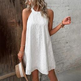 Casual Dresses Summer Ladies Floral Lace Sundress Solid Sleeveless Mini Women'S Dress Wedding Party Bridesmaid Hanging Neck