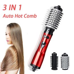 Professional 3 In 1 Hair Dryer Rotary Brush Spinning Comb Wavy Auto Curling Iron Hair Straightener Styling Tools Appliances 240111