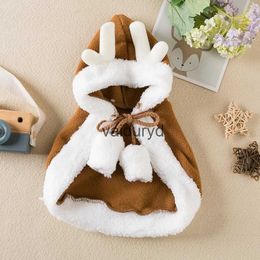 Dog Apparel Funny Cat Christmas Costume Cloak With Hat Pet Accessories Warm Adjustable Deer Santa Claus Cosplayvaiduryd