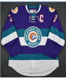 goodjob Men Youth women Vintage ECHL Orlando Solar Bears 27 Eric Faille 29 David Bell 3 Carl Nielsen Vintage Hockey Jersey Size S4858958