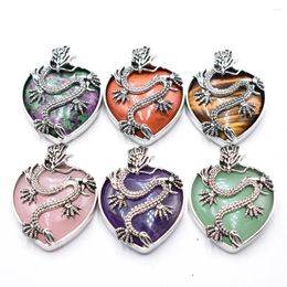 Pendant Necklaces Natural Amethysts Green Aventurine Tiger's Eye Quartz Animal Drago Women's For Jewelry Making 6pcs/lot Wholesale Free