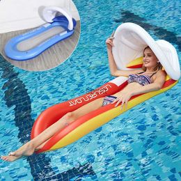 Other Pools SpasHG Outdoor Water Hammock Recliner with Sunshade Inflatable Floating Air Mattress Sea Swimming Ring Pool Party Toy Lounge Bed Chair YQ240111