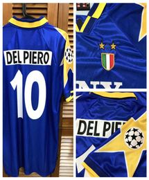 JU 9596 vintage classic UCL away Shirt Jersey Short Sleeves Del Piero Custom Name Number Patches Sponsor9814785