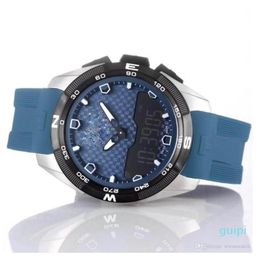 Wirist Watch T-Touch Expert Solar T091 Blue Dial Chronograph Quartz Blue Rubber Strap Deployment Clasp Men Watch Wristwatches Mens262i