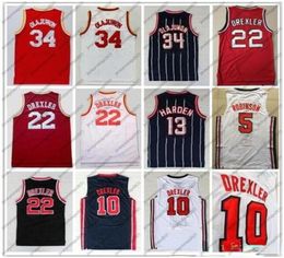 34 Hakeem Olajuwon Jersey Uniform 1992 Dream Team One 10 Clyde Drexler Jersey Shirt 22 Rev 30 New Material Red White Blue 100 St7027661