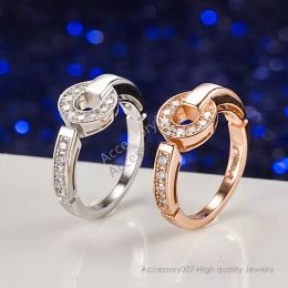 designer jewelry rings Street style copper coin ring s925 sterling silver circular ring full of diamonds for couples