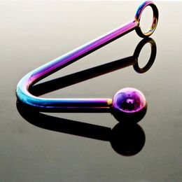 Rainbow anal hook Stainless steel anal hook with beads hole metal butt plug anus fart putty slave Prostate Massager BDSM toys 240110