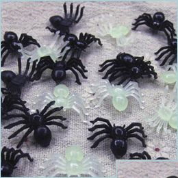 Christmas Toy Supplies 100Pcs/Set Halloween Decorative Spiders Small Black Plastic Fake Spider Toys Funny Joke Prank Realistic Pro Dh3Qm