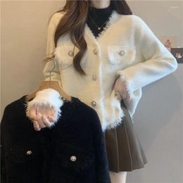 Women's Jackets Autumn Faux Mink Fleece Trim Slim Jacket Fashion Versatile Double-faced Velvet Korean Version Loose Elegant Cardigan