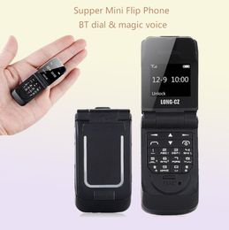 Original LONGCZ J9 066quot Smallest Cell Phones Mini Flip Mobile Phone Wireless Bluetooth Dialer FM Magic Voice Hands Earp8545049