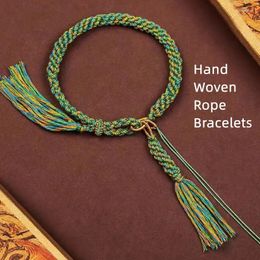 Charm Bracelets Hand Woven Tibetan Lucky Rope Handmade DIY God Of Wealth Manjusri Thangka Bracelet Bangles Gift