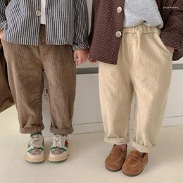 Trousers Spring Autumn Kids Pants Solid Color Corduroy Boys Stretch All-match Girls Casual