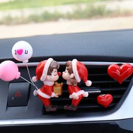 Car Interior Dashboard Accessories Air Outlet Clip Kawaii Christmas Hat Couple Kiss Balloon Action Figure Fragrance Auto Decor