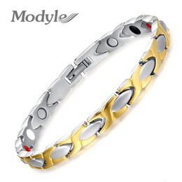 Modyle Gold-Color Health Magnet Bracelet Bangle For Women Lady Girlfriend Couples Fashion Jewelry 240110