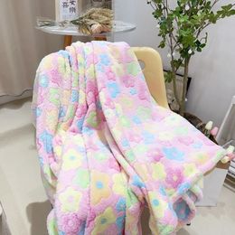 Ins Pink Flower Soft Bed Blanket Cartoon Kids Blanket Microfiber Warm Plush Bedspreads Throw Blanket For Sofa Home Decor 240111