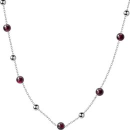 Necklaces TrustDavis 925 Sterling Silver Fine Jewellery Red Garnet Stone Bead Chain Necklaces For Women Statement Necklace Choker ED399