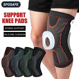 Pads 2Pcs/Pair Sports Compression Knee Support Brace Patella Protector Knitted Silicone Spring Leg Pad for Cycling Running Basketball