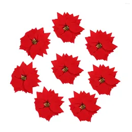 Decorative Flowers 50pcs Artificial Poinsettia Floral Craft Red Poinsettias Xmas Home Front Door Wreath