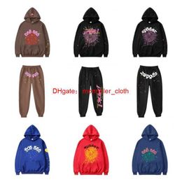 2024 Men's Tracksuits Sp5der Hoodies 555555 Slate Grey Web Hoodie Pants Spider Sweater Set U21O