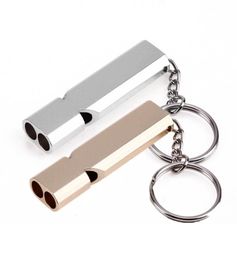 Mini Portable 150db Double Pipe High Decibel Outdoor Camping Hiking Survival Whistle MultiTools Emergency Whistle Keychain4766420