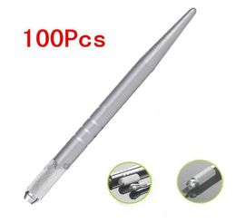 Whole100Pcs silver professional permanent makeup pen 3D embroidery makeup manual pen tattoo eyebrow microblade 7670774