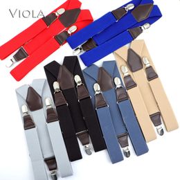 Classic 3.5cm Width Wide Men Soild Suspenders Colourful Male Daily Y-Back Brace Belt BowTie Adjustable Accessory High Quality 240111