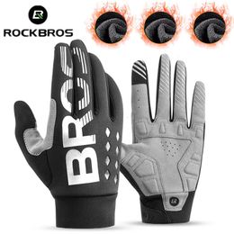 ROCKBROS Winter Cycling Gloves Unisex Touchscreen Windproof Keep Warm Gloves Outdoor Camping Hiking Motorcycle Bike Gloves 240111