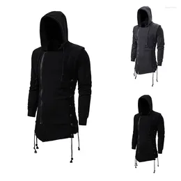Men's Hoodies 2024 Spring And Autumn Hooded Loose Sweater Oblique Zipper Solid Colour Fashion Coat