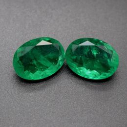 Beads Synthetic Colombian Emeralds Oval Faceted Cut Loose Gemstone Have Same Inclusions and Abrasions Natural For Jewellery Making