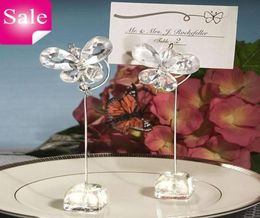 40pcslot Exquisite white Crystal Butterfly Place Card Holder Wedding Favors8696518