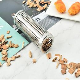 Nail Glitter Smoked Tube Stainless Steel Pellet Perforated Mesh Spice Kitchen Accessories Grill Hexagon Camping Supplies Bbq