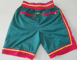 New Shorts Team Shorts 9596 Vintage Baseketball Shorts Zipper Pocket Running Clothes Green Colour Just Done Size SXXL7848688