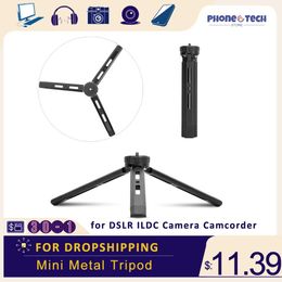 Accessories Photography Mini Metal Tripod Aluminium Alloy Desktop Stand Tripod with 1/4 Inch Screw for Dslr Ildc Camera Camcorder Projector