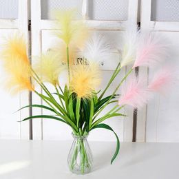 Decorative Flowers 3-head Artificial Reed Grass Silk Bouquets Fake Flower Arrangement Simulation Pampas Diy Eco-friendly Home Decor