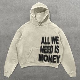 Letter Print Simple Style Streetwear Oversized hoodies women vintage Hip Hop Casual Goth Y2k baggy Long Sleeve Sweatshirts 240110