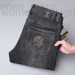 Men's Jeans designer 2023 New for Light Luxury Korean Edition Thick Elastic Feet Slim Fit Youth Blue and Black Pants 2YK7 jeans men KA1G