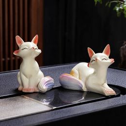 Little Fox Color-changing Tea Pet Ornament Creative Home Fox Tea Play Desktop Decoration Tea Set Tea Ceremony Accessories 240110