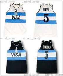 cheap Manu Ginobili 5 Team Argentina Basketball Jerseys Stitched White Navy MEN WOMEN YOUTH XS5XL5595396