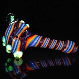 Cute Glass Pipes Shops Crushed Opal Glass Herb Pipe Spoon For Smoking Dichroic Hand Pipes To Buy With Colour Beads Colourful Expensive ZZ