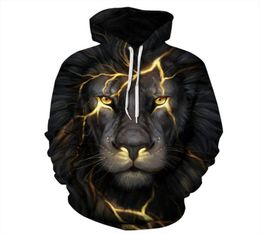 Halloween Personalised Digital Printing Women Fashion Lion Head Hooded Sweater Big Yards Baseball Uniform Sweatshirt Men and Women3604731