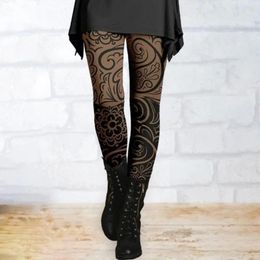 Women's Leggings Slim Fit Pants Elastic Vintage Ethnic Style Flower Print Skinny For Women High Waist Ladies