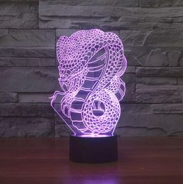 3D Illusion Dragon Snake Glow LED Colorful Change Desk Table Lamp with 15 Keys Remote Control3784427