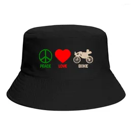 Berets Recumbent Bike Peace Love Classic Evolution Bucket Hat For Women Men Students Foldable Bob Fishing Hats Panama Cap Autumn