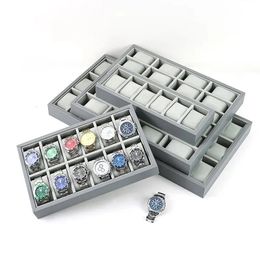 6122430 Slots Watch Storage Display Box Wristwatch Organiser Tray Watches Holder With Pillows Gift Cases 240110