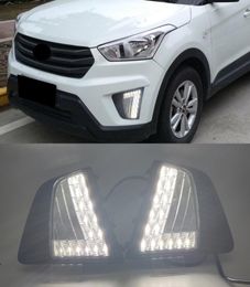 1Set Auto LED DRL Daytime Running Lights Day Lights Fog Lamp Cover turn signal for Hyundai IX25 Creta 2014 2015 20165911057