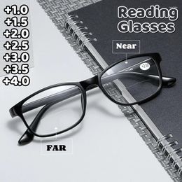 Sunglasses Far Near Sighted Eyeglasses Elderly Fashionable Bifocal Reading Glasses Black Frame Blue Light Blocking Eye Protection Eyewear