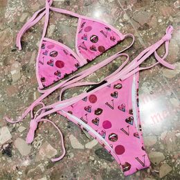 Fashion Print Biquinis Women Brand Bikini Set Sexy Halter Bra Swimwear Summer Lace Up Thong Pool Swimming Swimsuit 907254